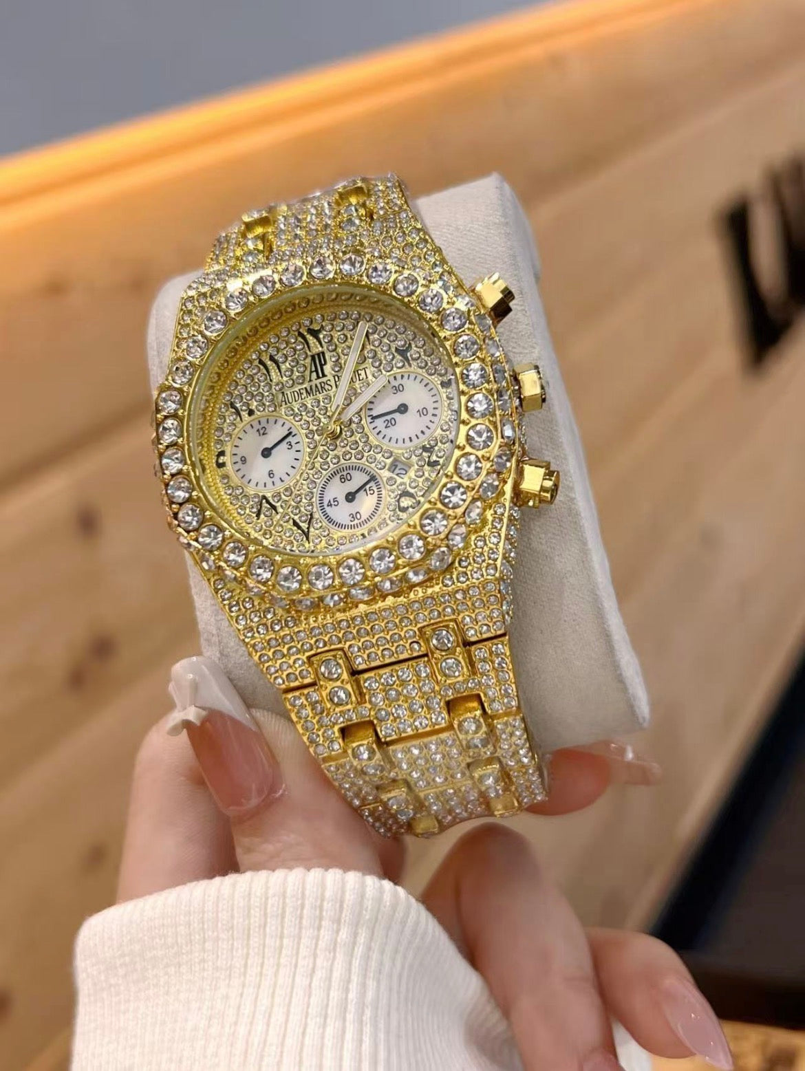 Iced Out Yellow Gold Moissanite AP
