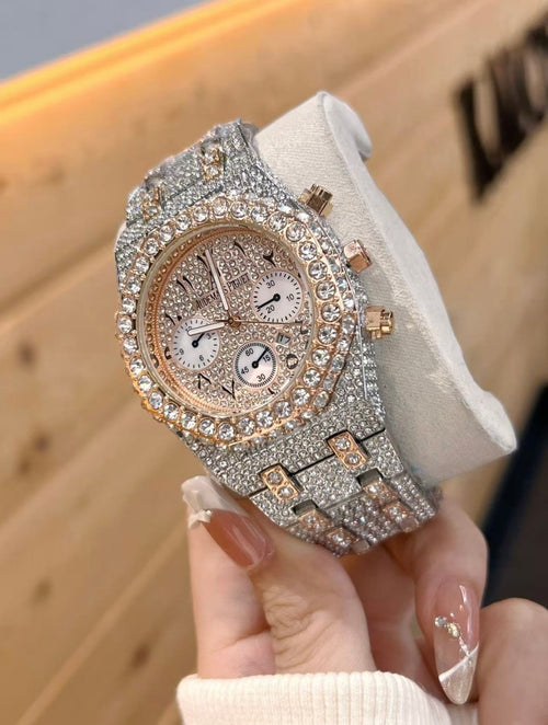 Iced Out Moissanite Two-Toned Watch