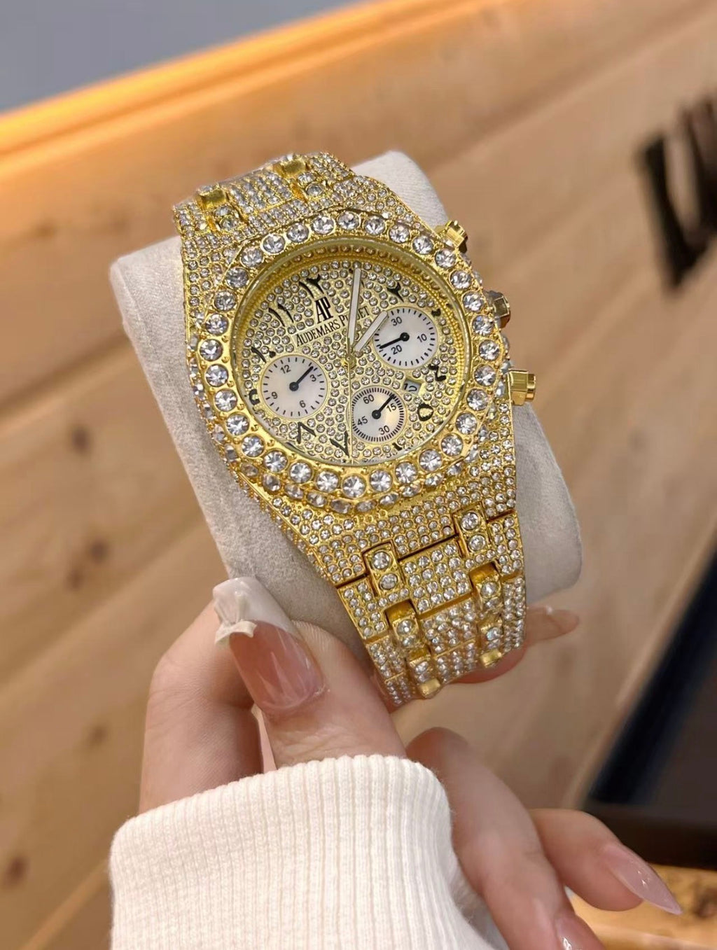 Iced Out Yellow Gold Moissanite AP