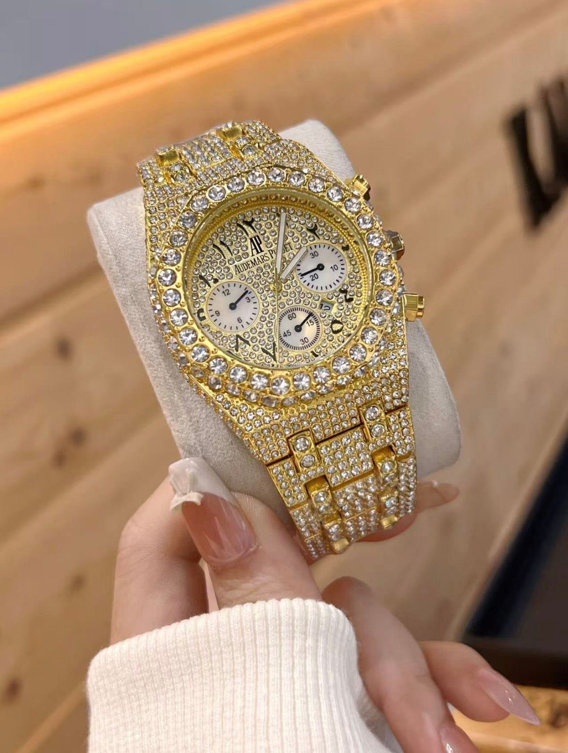 Iced Out Yellow Gold Moissanite AP