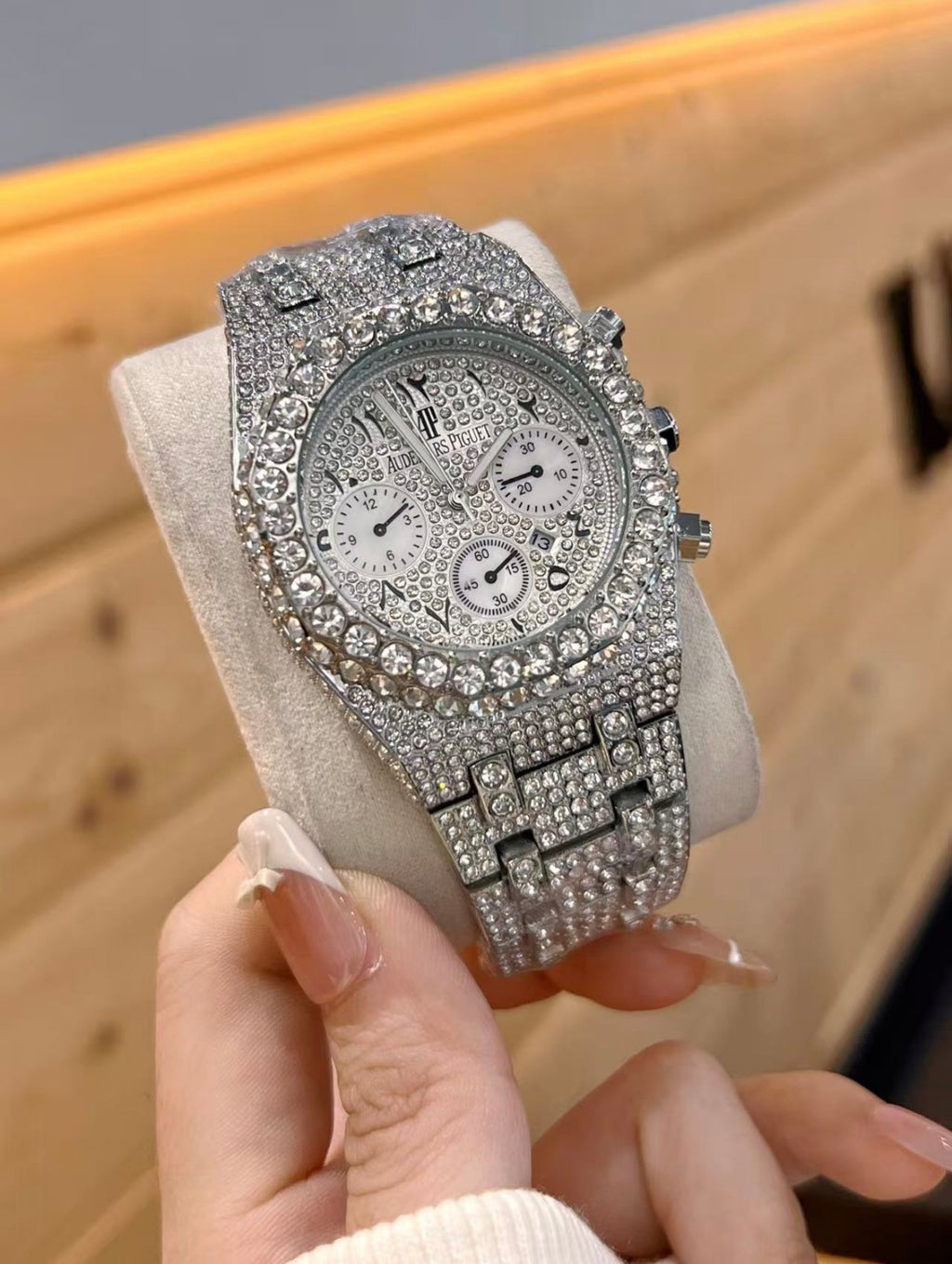 Iced Out Silver Moissanite AP