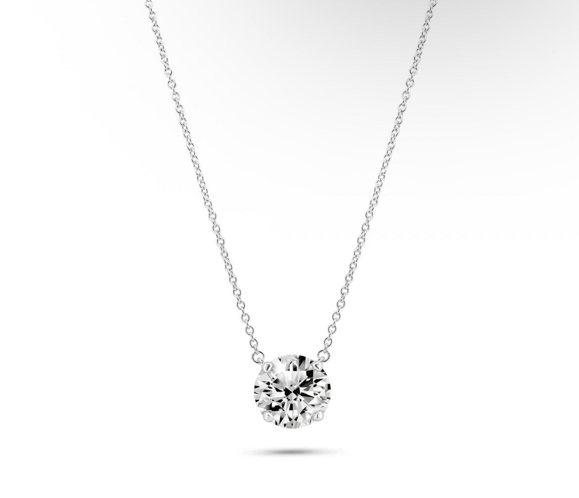 Moissanite 8mm 925 Silver 18in Necklace