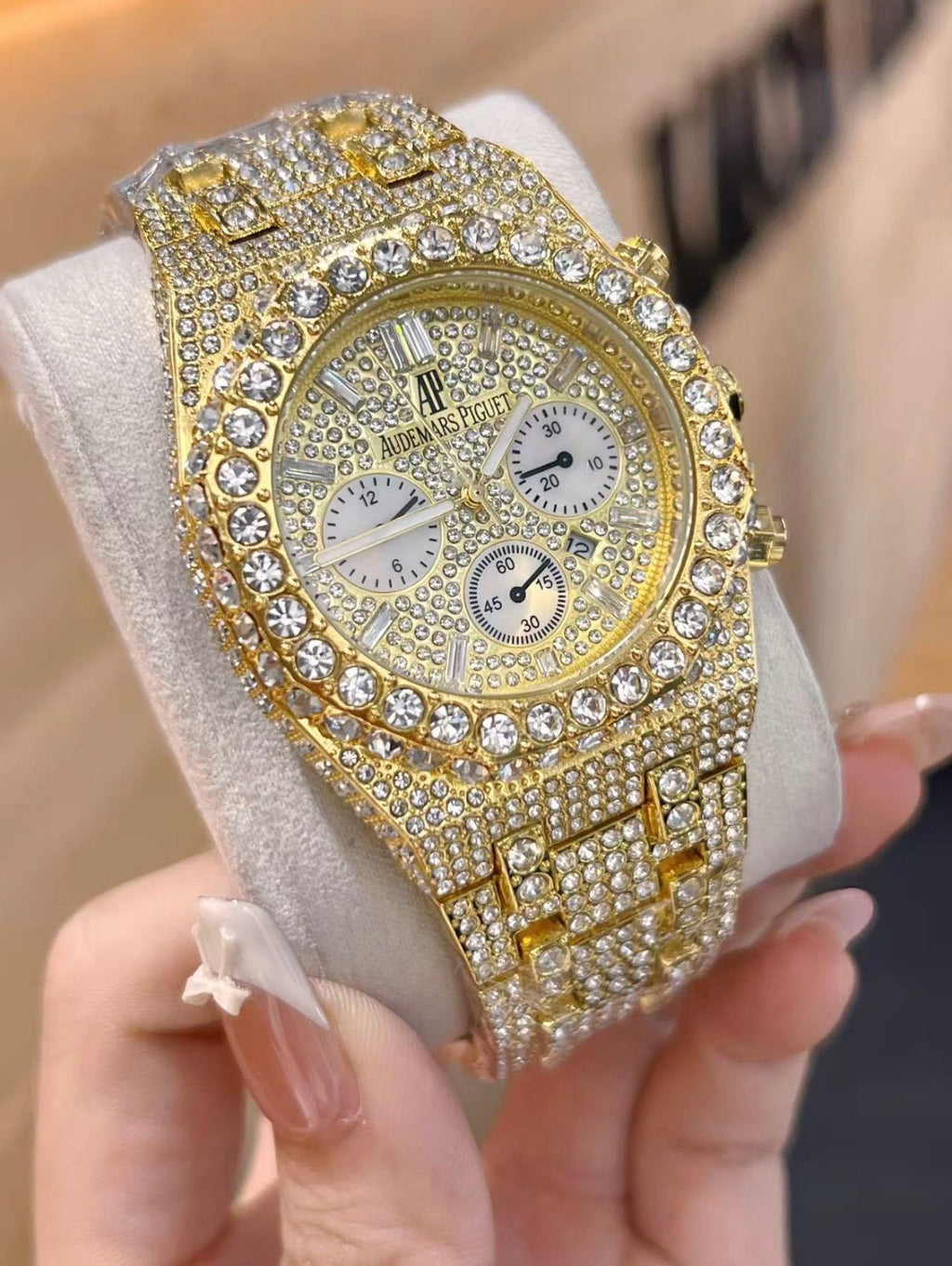 Iced Out Yellow Gold Moissanite AP
