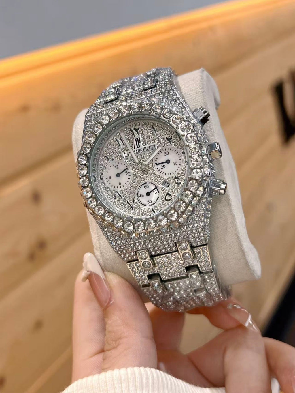 Iced Out Silver Moissanite AP