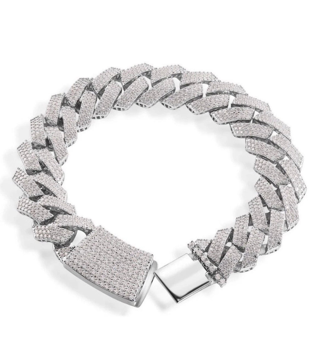 Moissanite 925 Silver 14mm Curb Bracelet