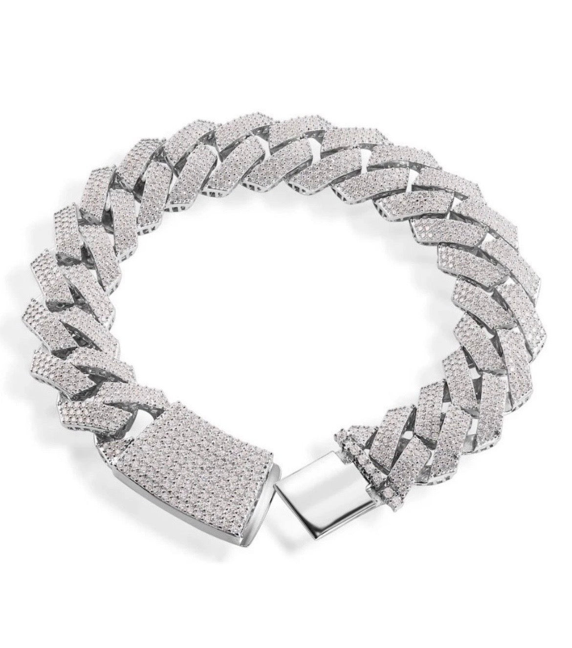 Moissanite 925 Silver 14mm Curb Bracelet