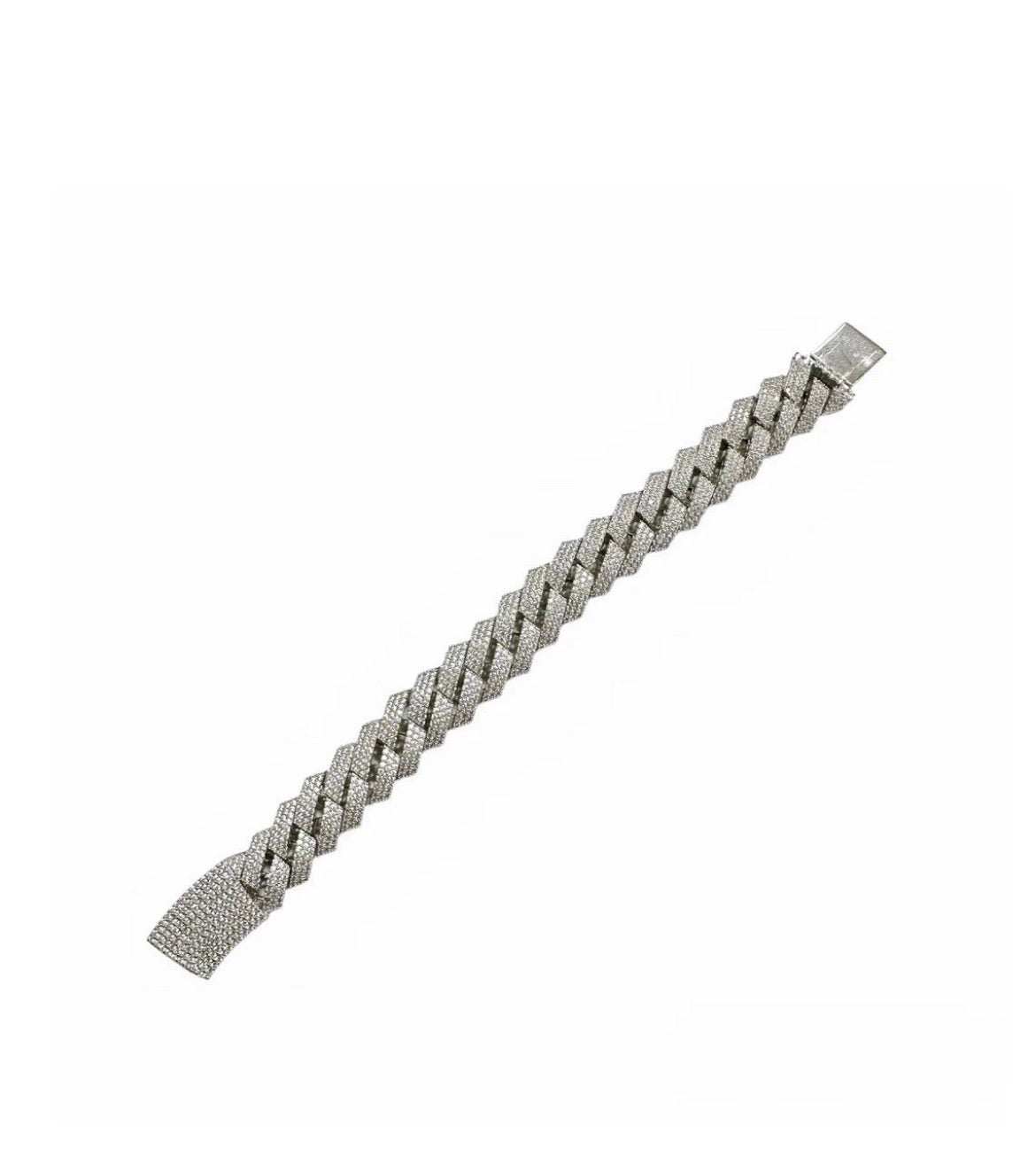 Moissanite 925 Silver 14mm Curb Bracelet