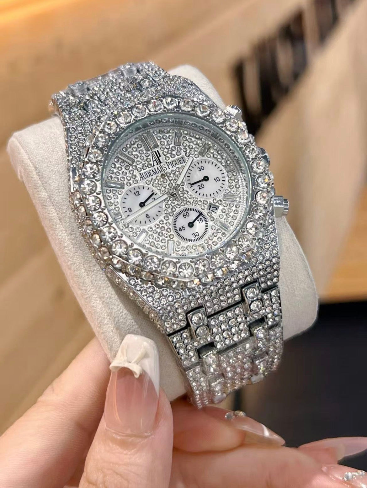 Iced Out Silver Moissanite AP