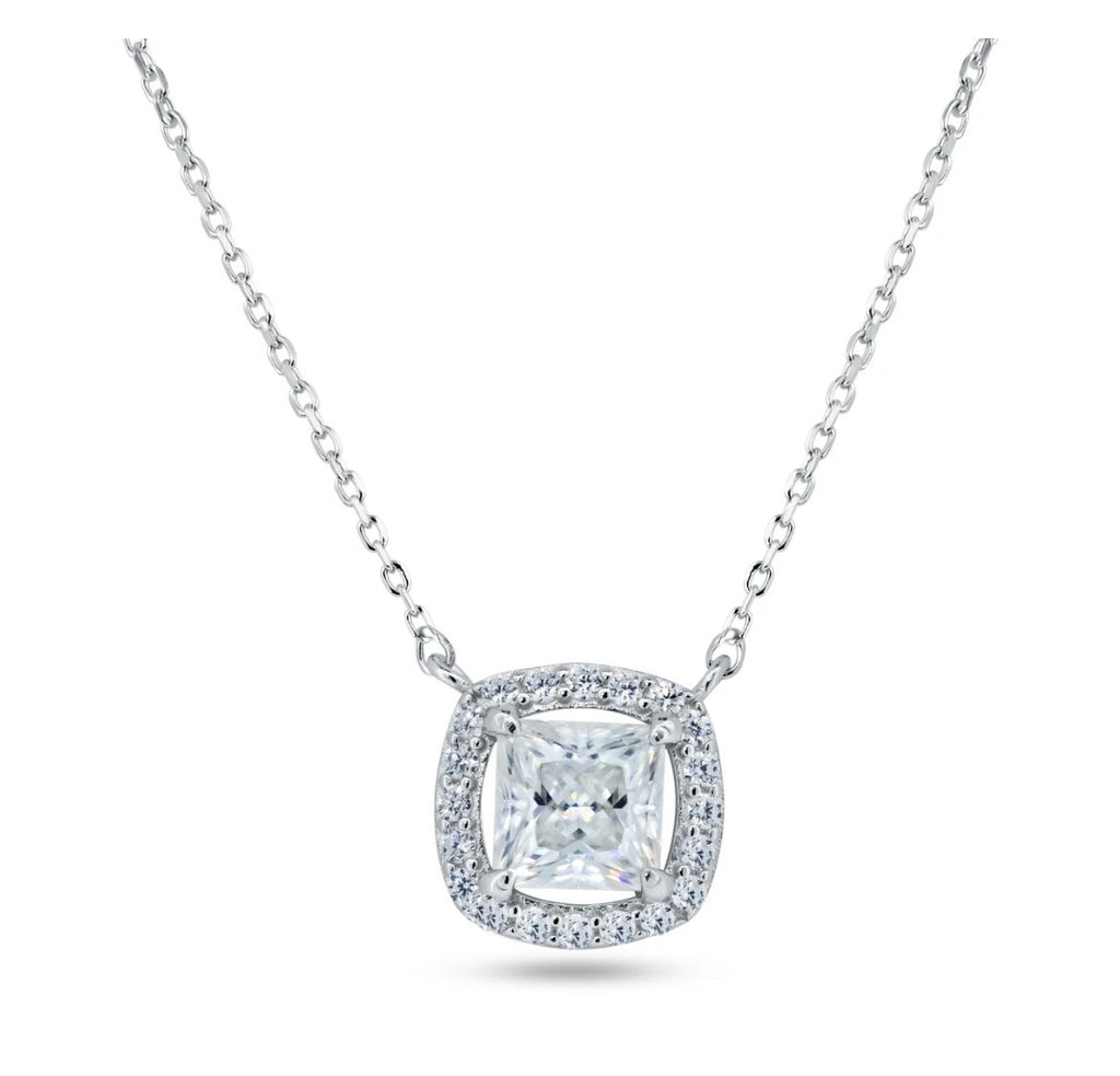 Square 925 Silver Moissanite Necklace