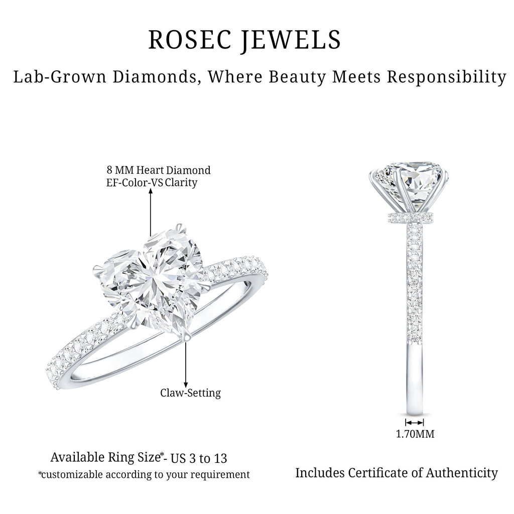 2 Carat Lab Grown Diamond Heart Engagement Ring