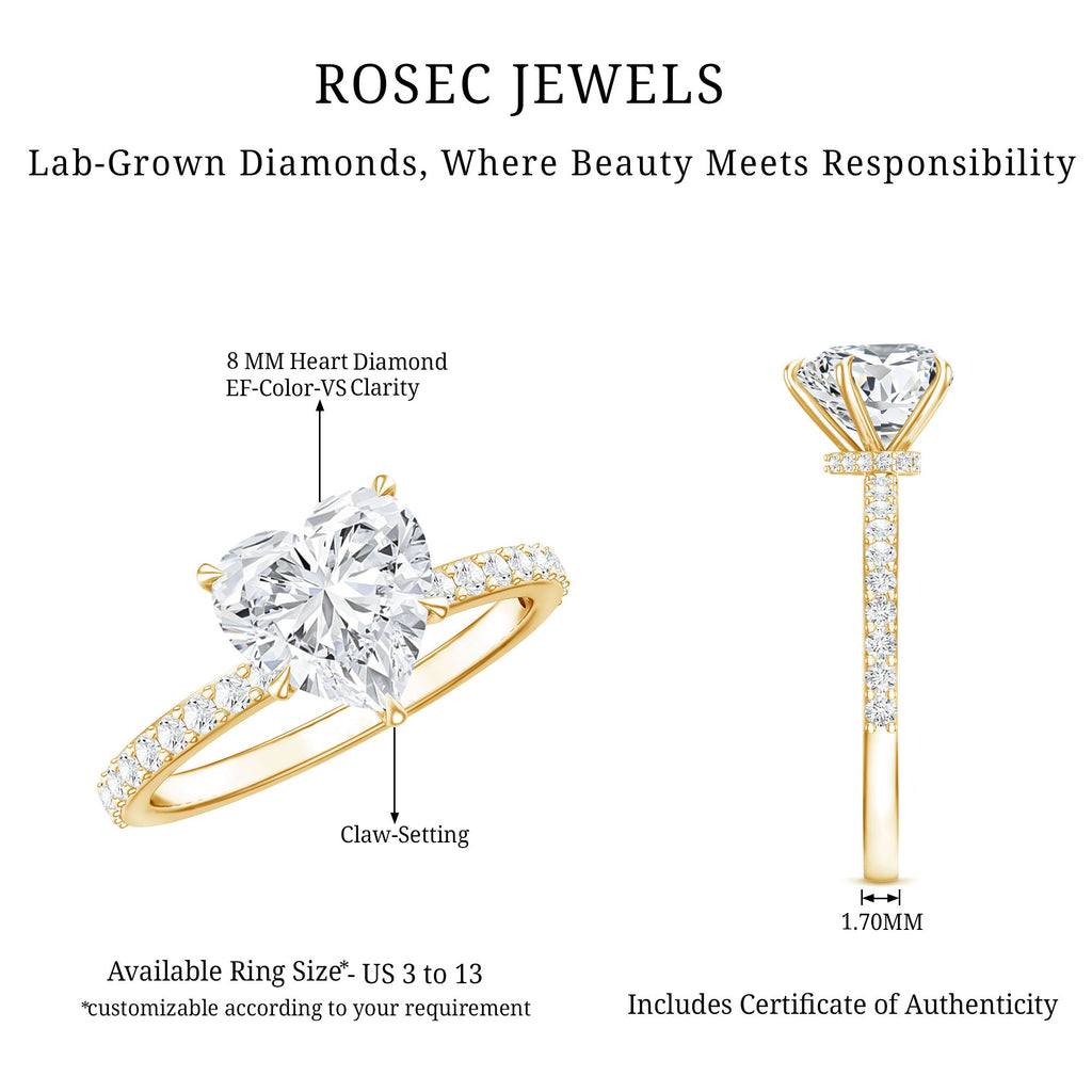 2 Carat Lab Grown Diamond Heart Engagement Ring