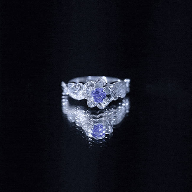 Tanzanite & Diamond Flower Engagement Ring
