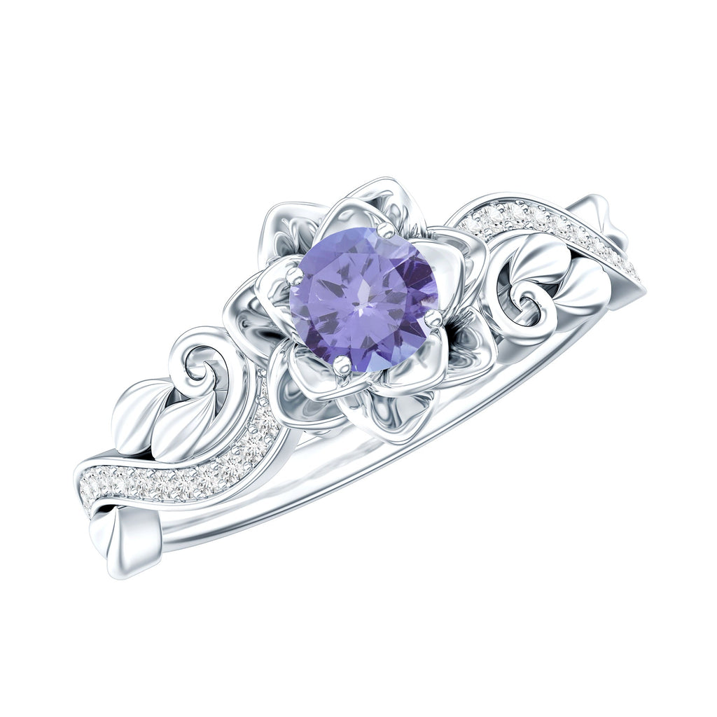 Tanzanite & Diamond Flower Engagement Ring