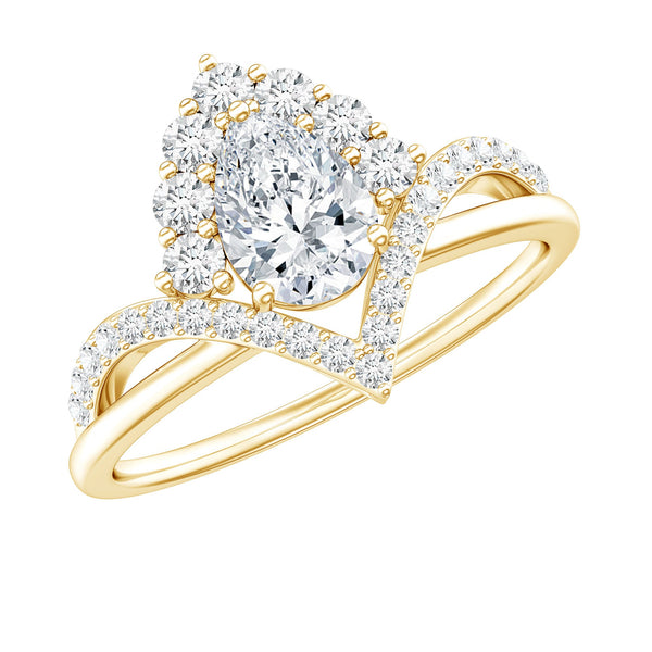Moissanite Pear Shaped Engagement Ring