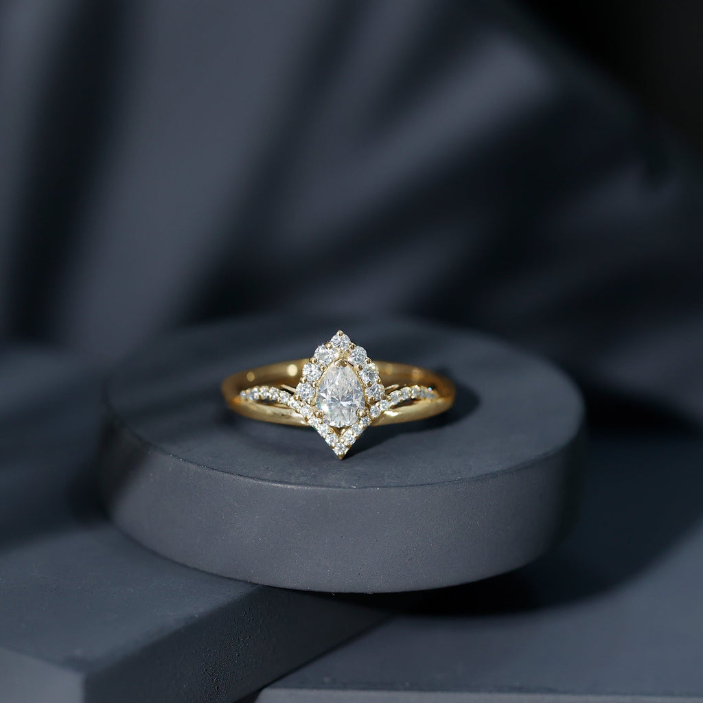 Moissanite Pear Shaped Engagement Ring