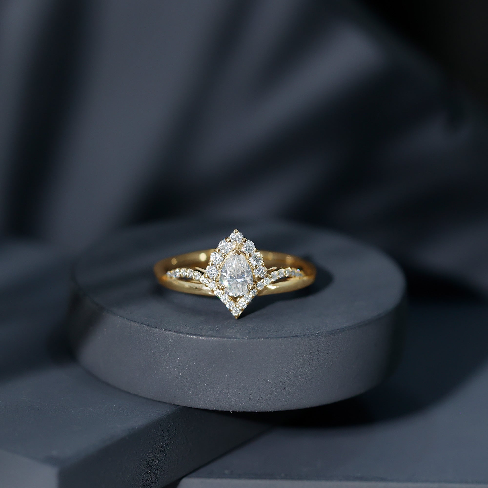 Moissanite Pear Shaped Engagement Ring