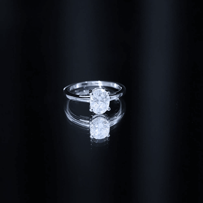 6X8mm Solitaire Moissanite Oval Engagement Ring