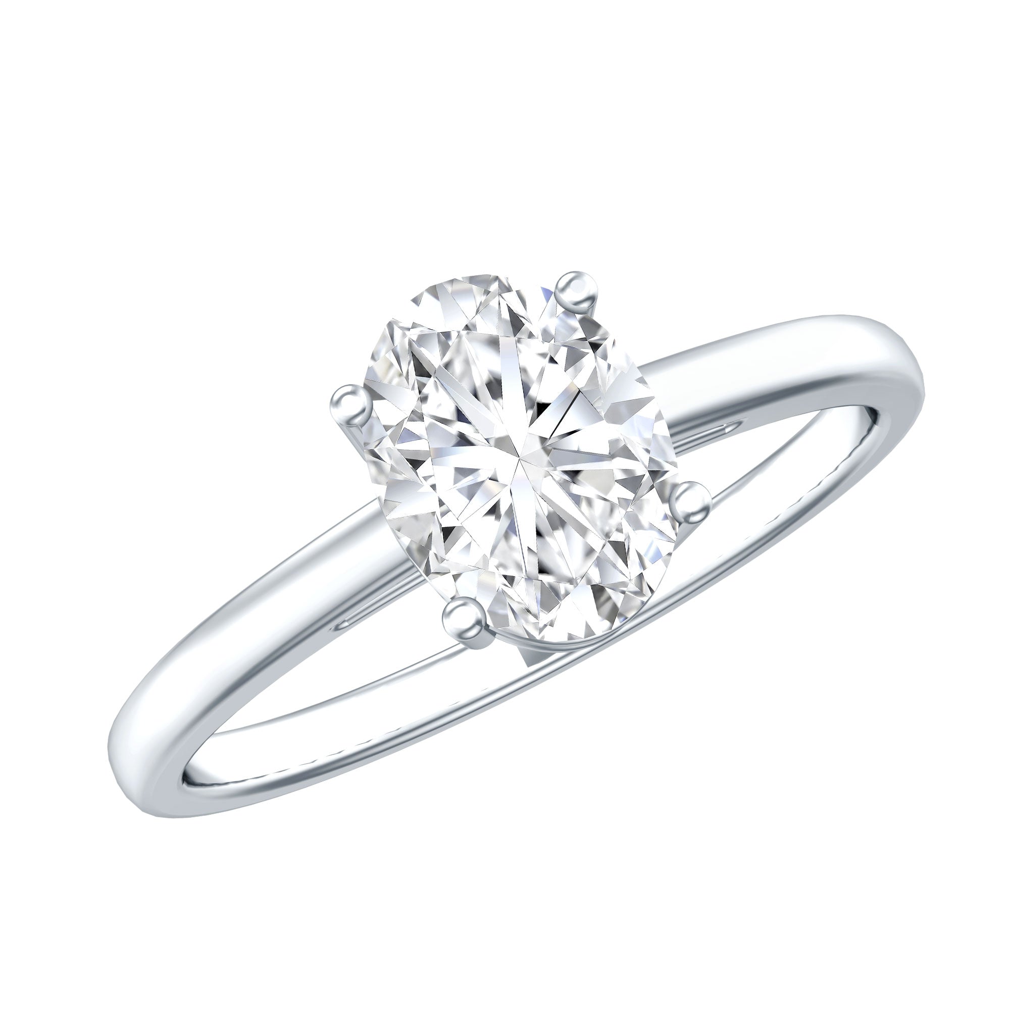 6X8mm Solitaire Moissanite Oval Engagement Ring