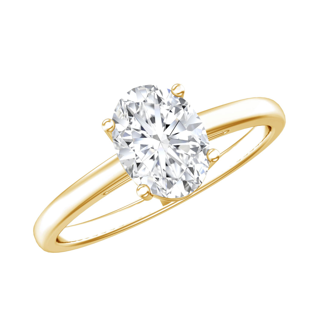 6X8mm Solitaire Moissanite Oval Engagement Ring
