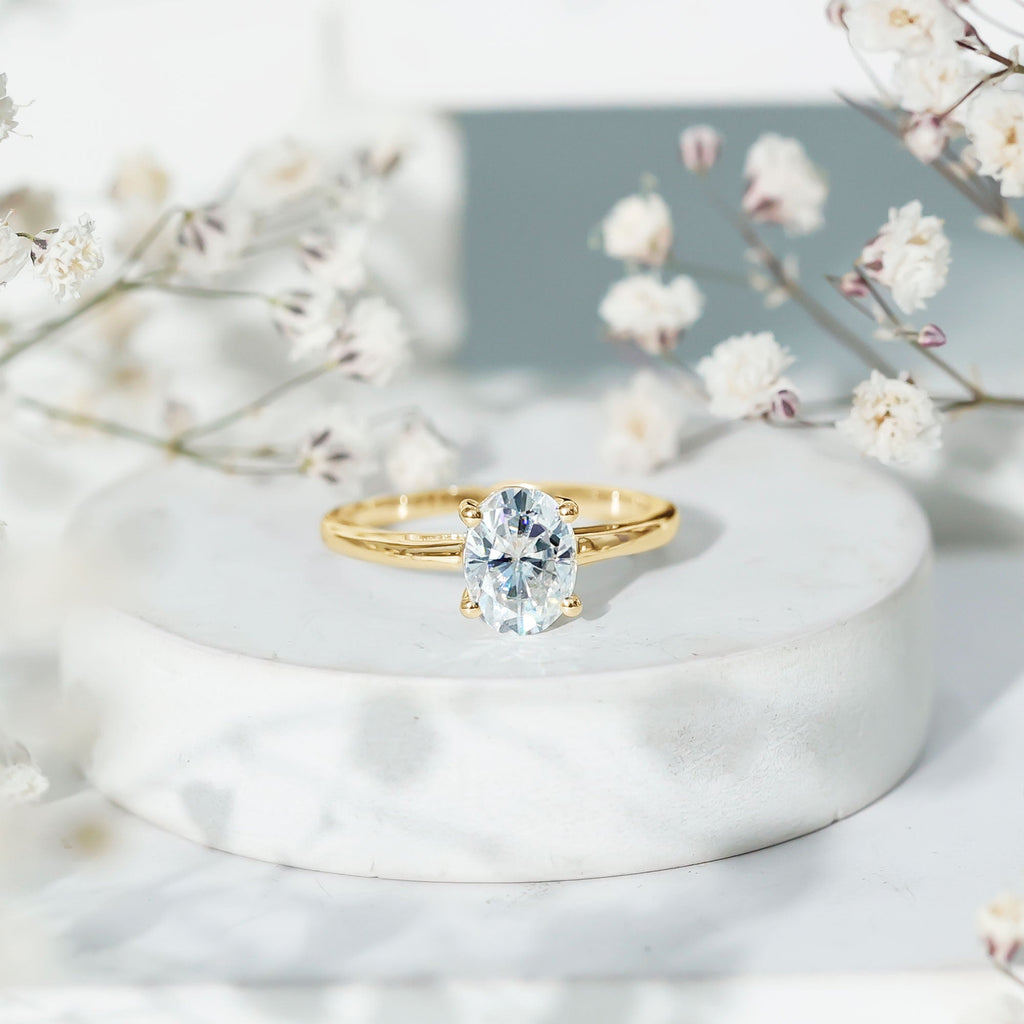 6X8mm Solitaire Moissanite Oval Engagement Ring