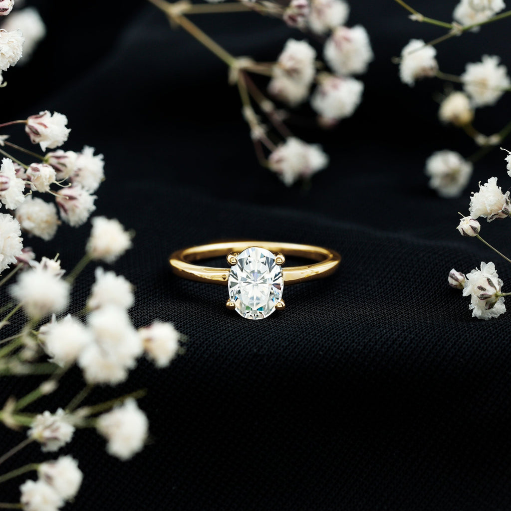 6X8mm Solitaire Moissanite Oval Engagement Ring
