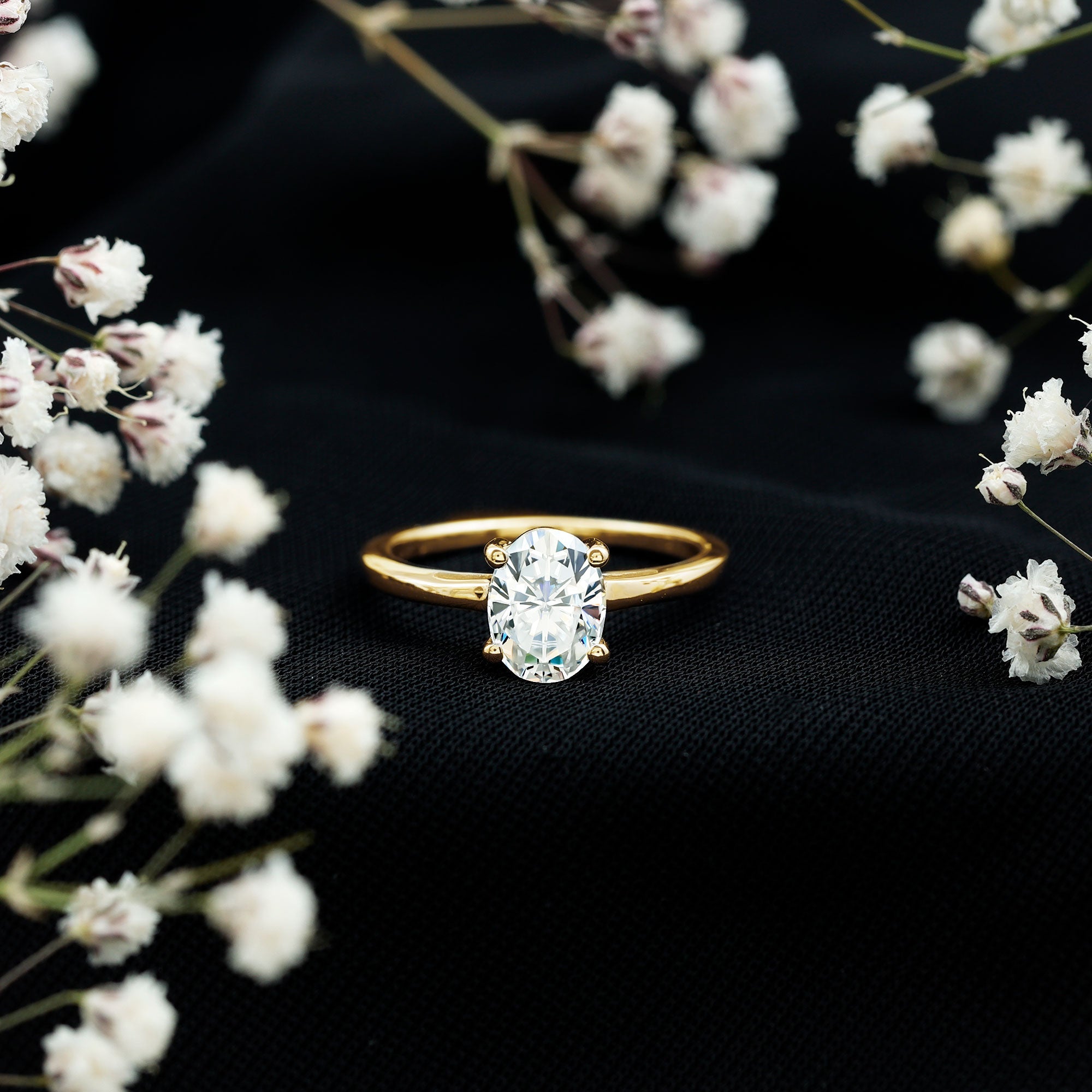 6X8mm Solitaire Moissanite Oval Engagement Ring